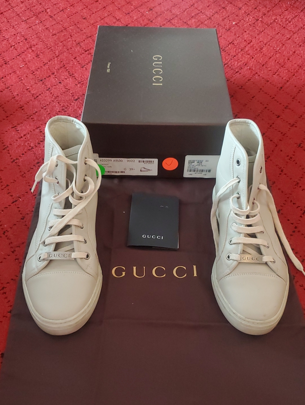 Gucci Cream Leather High-Top Sneakers